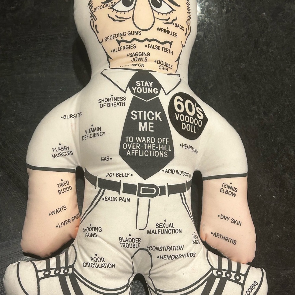 Source Unknown 60's Voodoo Doll with Black and White Design